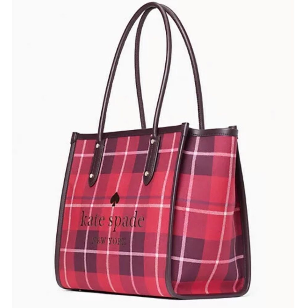 Kate Spade Red Plaid Tote Bag